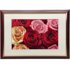 A Silk Knitted Still-Life of Roses