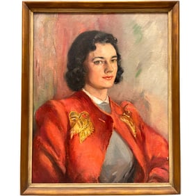 An Oil on Canvas Painting of a Lady’s Portrait