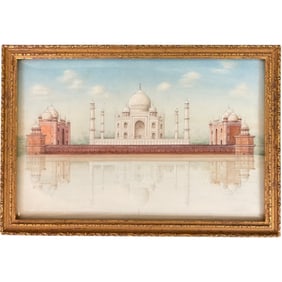 A Watercolor Miniature Painting of The Taj Mahal