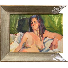 An Attractive & Unique Impressionist Acrylic on Board Painting of a Nude
