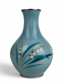 A Japanese Meiji. Silver Mounted Enamel Vase, Signed By The Artist