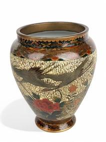 A Japanese Meiji. Wired Inlaid Enamel Porcelain Vase