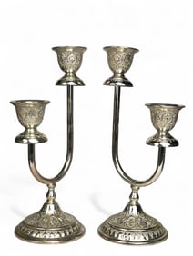 A Pair of Persian 84 Silver Candlesticks