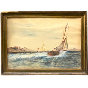 A 20th Century American Watercolor on Paper of Sailing Boats