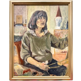 An Impressionist Oil on Canvas Painting of a Seated Woman