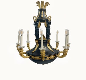 19th Century French Gilt & Patinated Bronze Eight Lights Chandelier