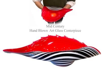 Mid Century Hand blown Art Glass Centerpiece