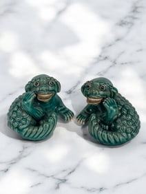 A Pair of Chinese Porcelain Foo Lions