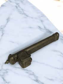 19th Century Middle Eastern Handmade Brass Inkwell & Pen Holder