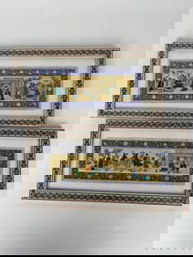 Pair Of Persian Hand Painted Bone & Khatam Kari Painting