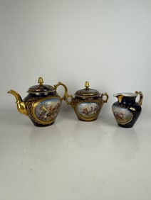 19th Century Sevres Porcelain Hand Painted Tea Set