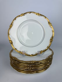 Lot of 9 Cauldon Gilded Porcelain Serving Plates