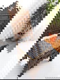 A 19th Century Mother of Pearl Carved Inlaid Fine Syrian Wooden Chair