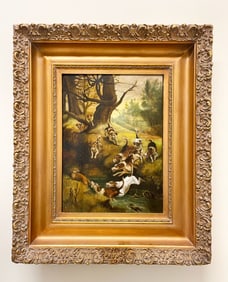 Thomas Blinks (British, 1853-1910) Hounds Chasing A Hunt. Circa 1890