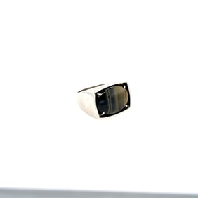 14K White Gold & Tiger's Eye Ring