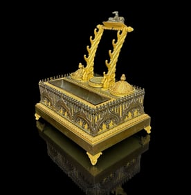 19th C. Museum Quality Empire Patinated Bronze Inkwell