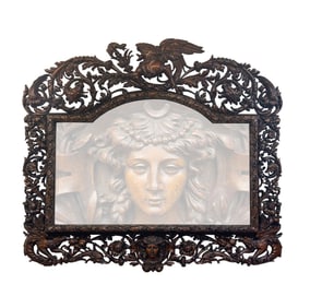 Monumental 18th Century Hand Carved Wooden Frame.