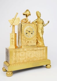 19th Century French Empire Gilt Bronze Mantel Clock