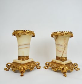 Pair Of Gilt Bronze & Onyx Jardiniere By Edouard Lievre