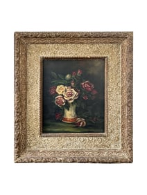 20th Century Oil On Canvas Bouquet Painting.