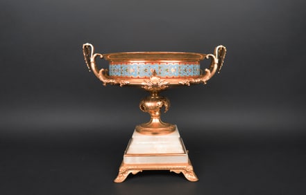 Neoclassical Style Enamel Git Bronze and Onyx ,Possibly Russian Circa 1890.