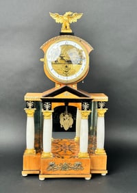 An Austrian Gilt Bronze & Wooden Automaton Mechanical Clock