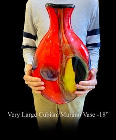 Very Large Cubism Murano Glass Vase