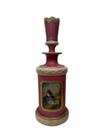 19th Century French Opaline Hand Painted Decanter