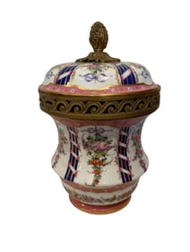 19th Century Sevres Style Hand Painted Porcelain Ormolu Mounted Vase & Cover