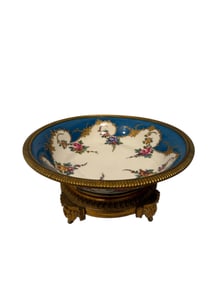 19th Century Sevres Style Porcelain Mounted Gilt Bronze Fruit Bowl