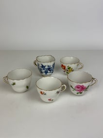 19th Century Meissen Hand Painted Porcelain Cups