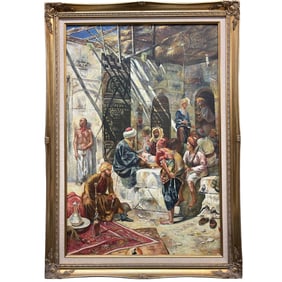 A Very Large Orientalist Oil on Canvas Painting