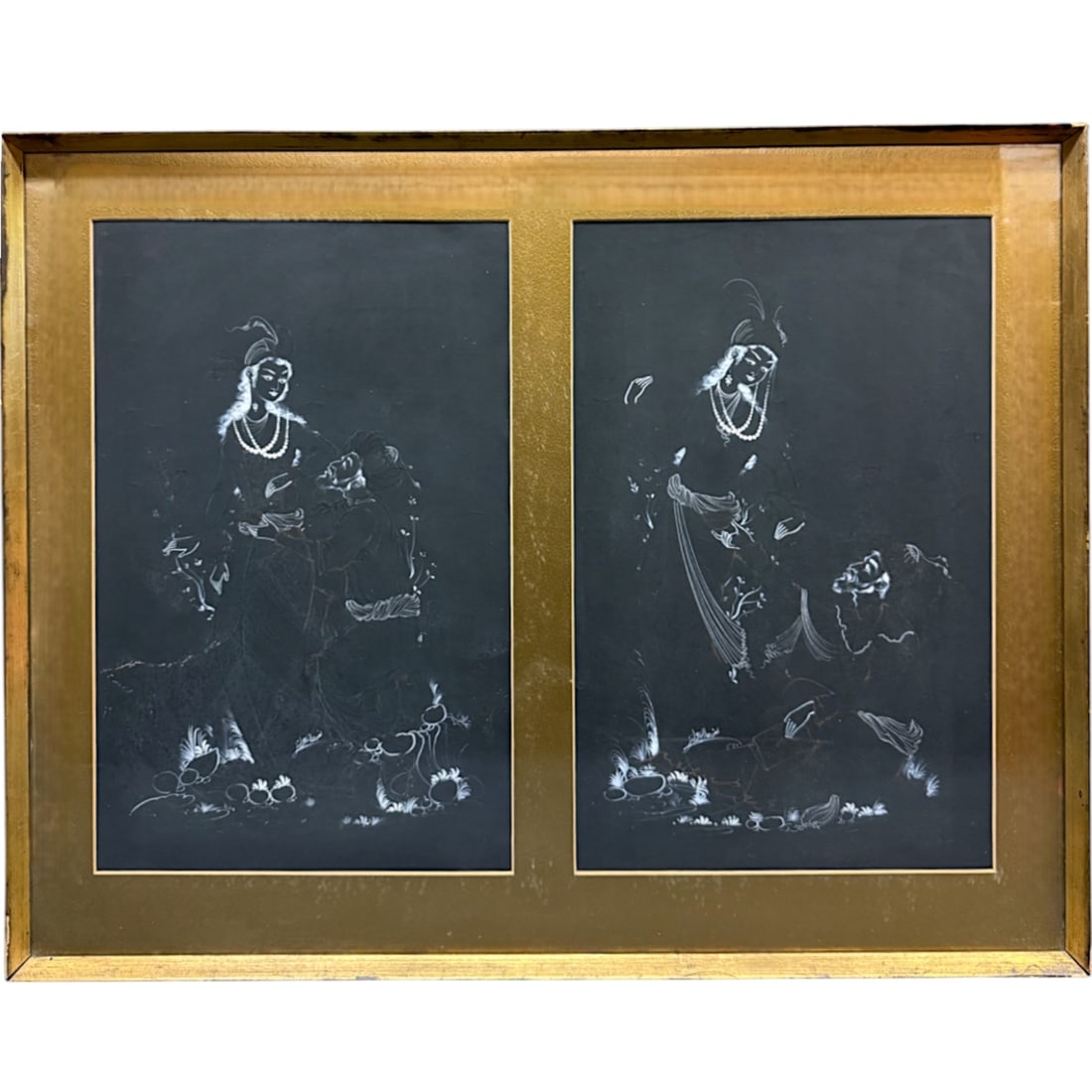 20th Century Persian Watercolor on Paper Painting: 20th Century Persian Watercolor on Paper Painting. Frame: 29” x 23”