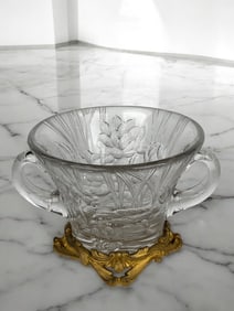 19th Century French Hand Carved Crystal Mounted On Ormolu Vase By Escalier De Cristal