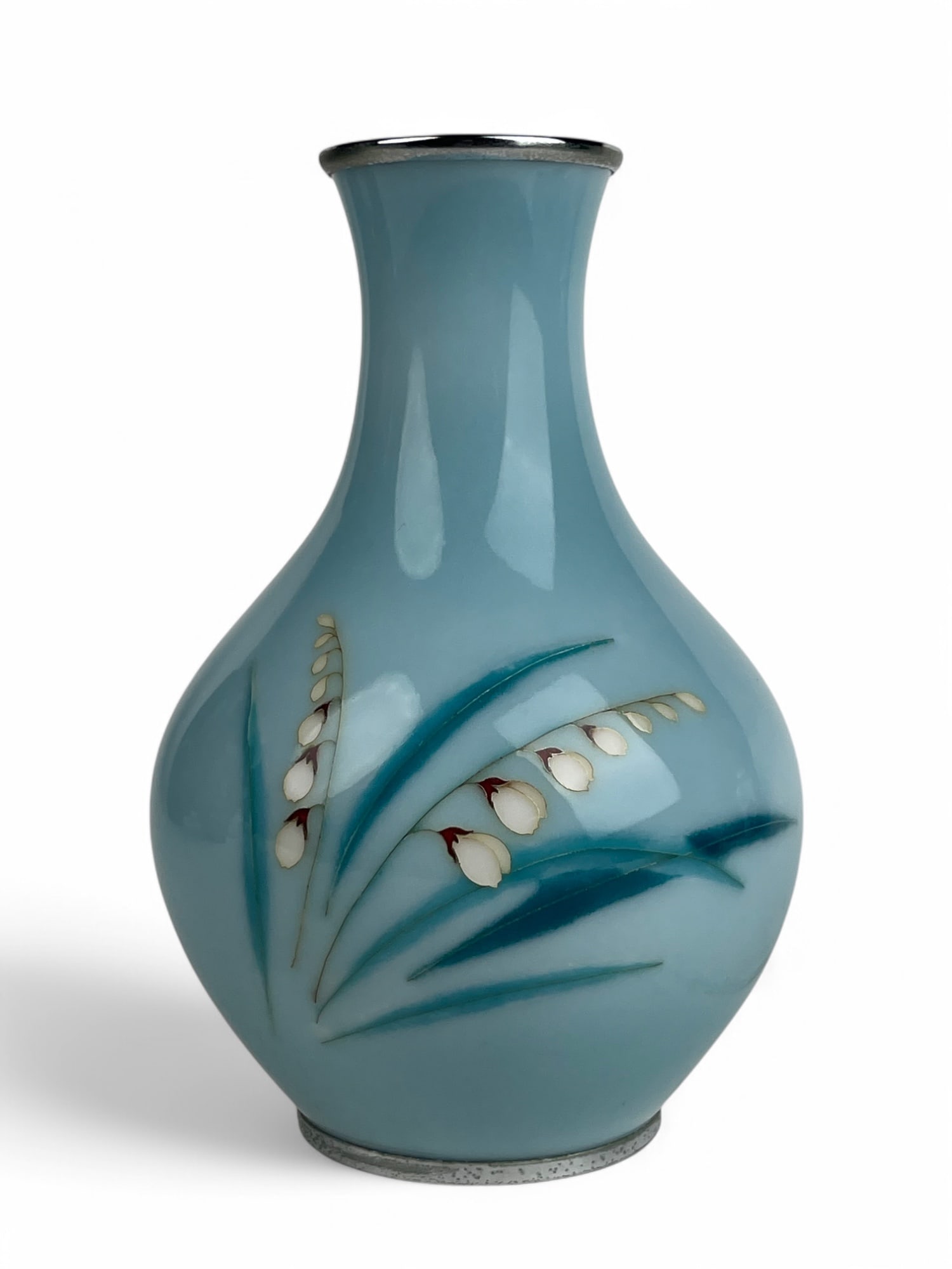 A Japanese Meiji. Silver Mounted Enamel Vase, Signed By The Artist: A Japanese Meiji. Silver Mounted Enamel Vase, Signed By The Artist. 7-1/4" x 4-1/2"