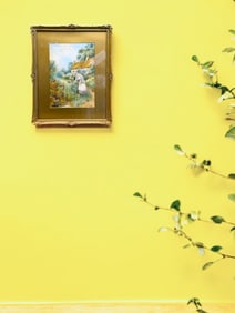 A Watercolor Painting Of A Lady Picking Flowers By Mason