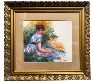 Large PIERRE AUGUSTE RENOIR Lithograph Alice Gamby in the Garden