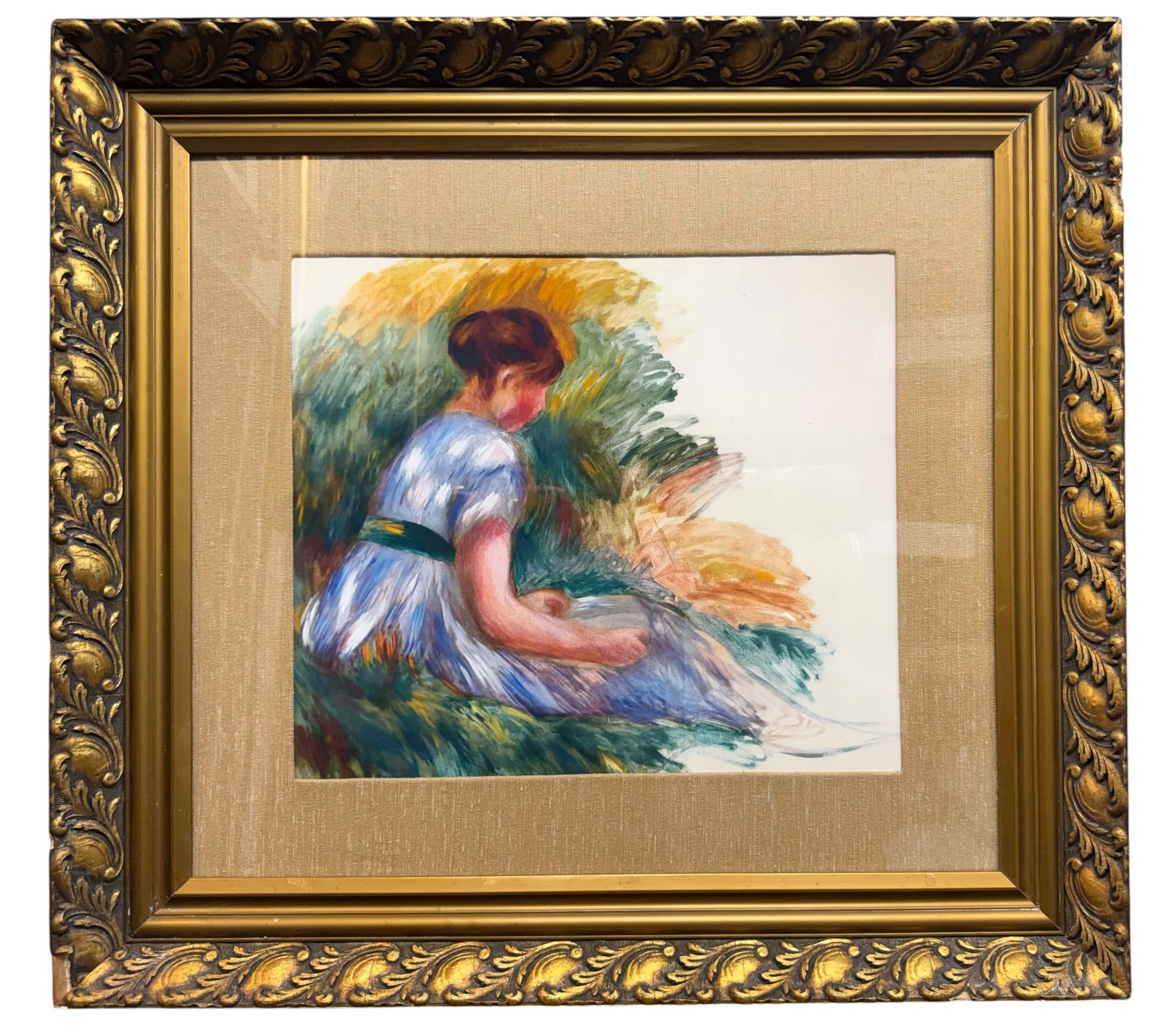 Large PIERRE AUGUSTE RENOIR Lithograph Alice Gamby in the Garden (1 of 4)