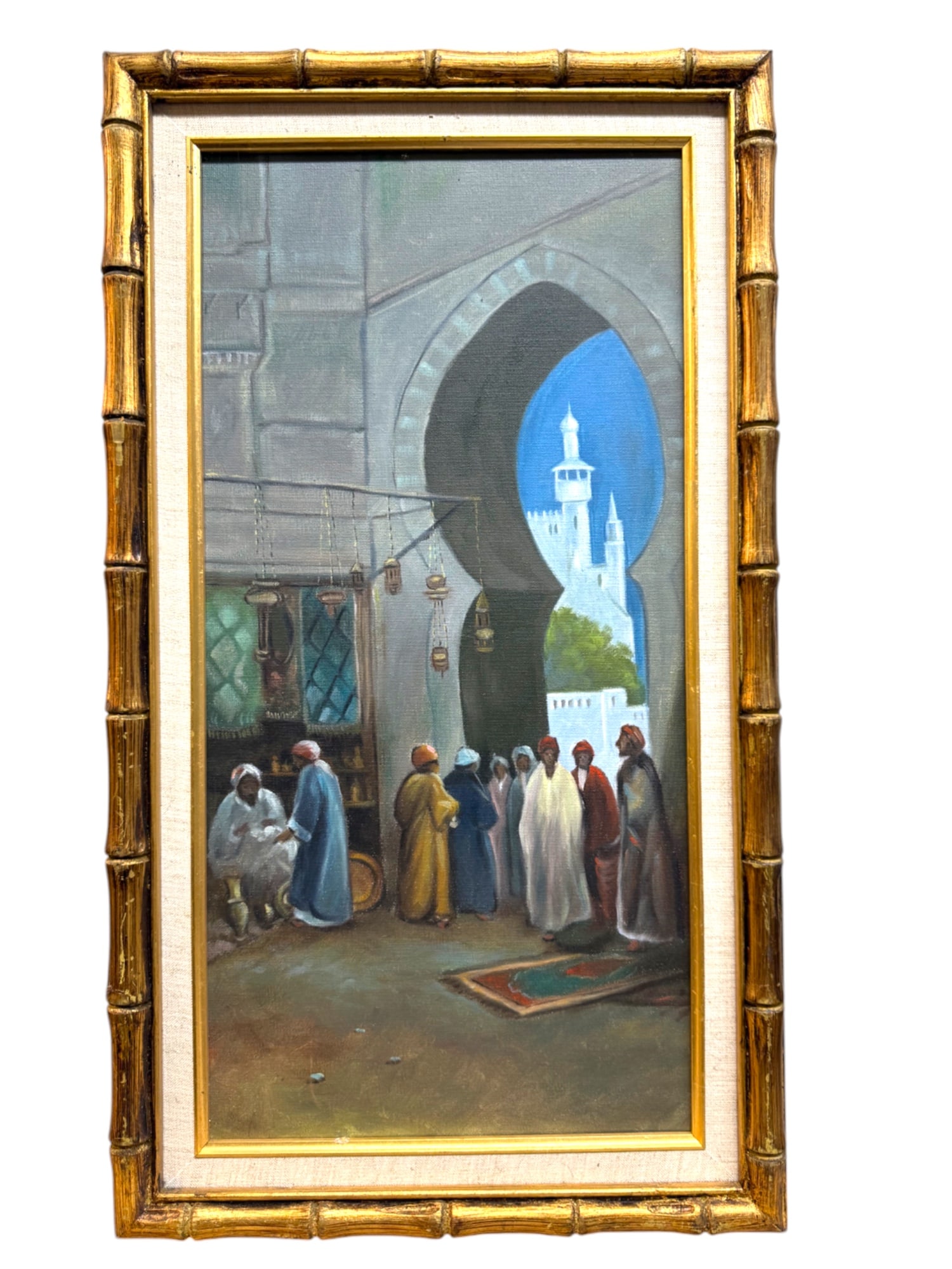 A Middle Eastern Oil On Canvas Painting Of A Daily Bazaar (1 of 4)