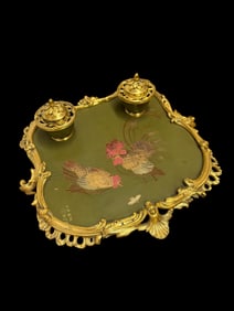 Maison Millet Japonais Gilt Bronze & Lacquered Inkwell