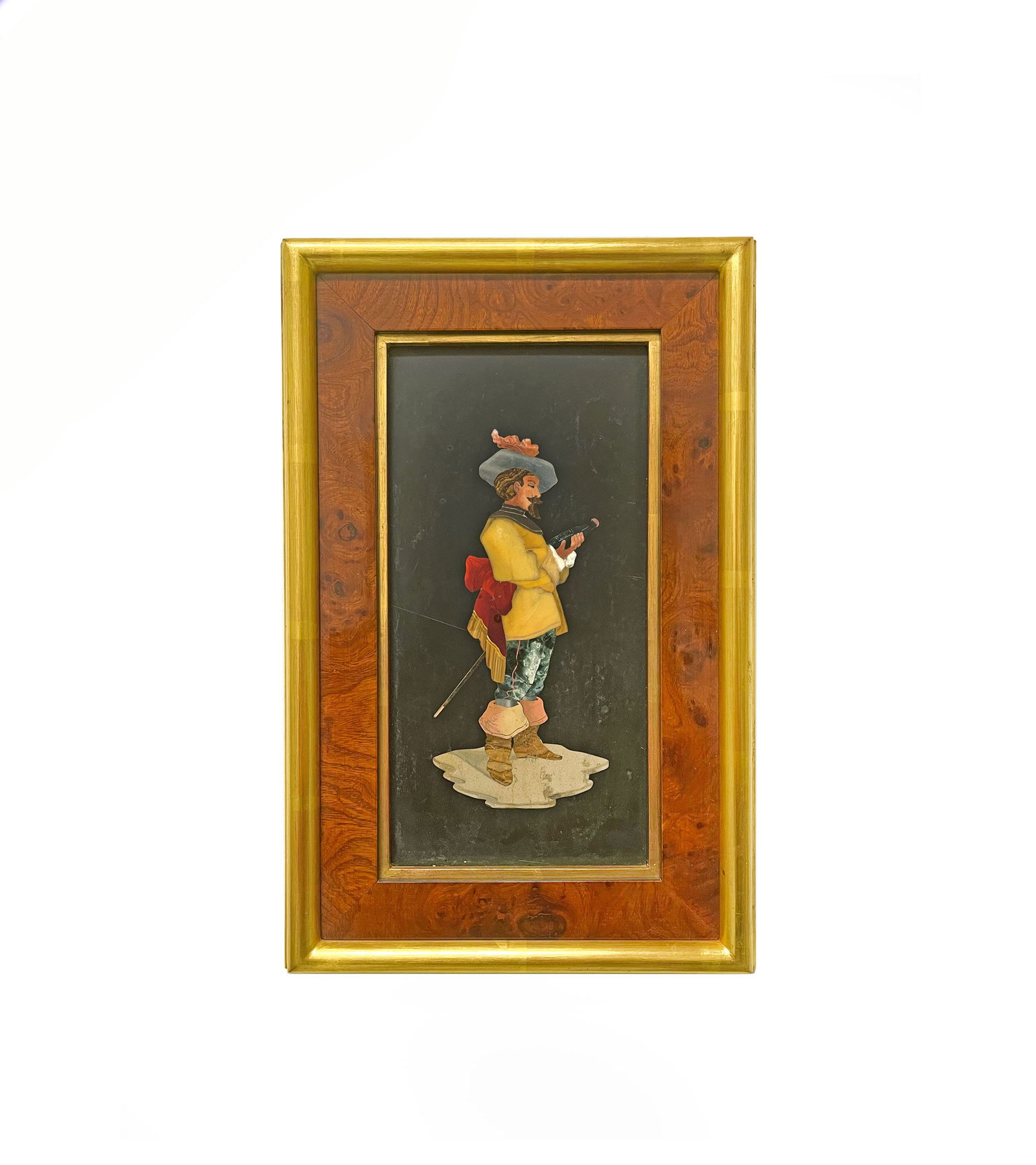 19th Century Italian Pietra Dura Plaque, Framed: 19th Century Italian Pietra Dura Plaque, Framed. 13"X8"