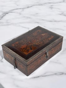 19th Century Persian Qajar Silver Mounted Hand Painted Box