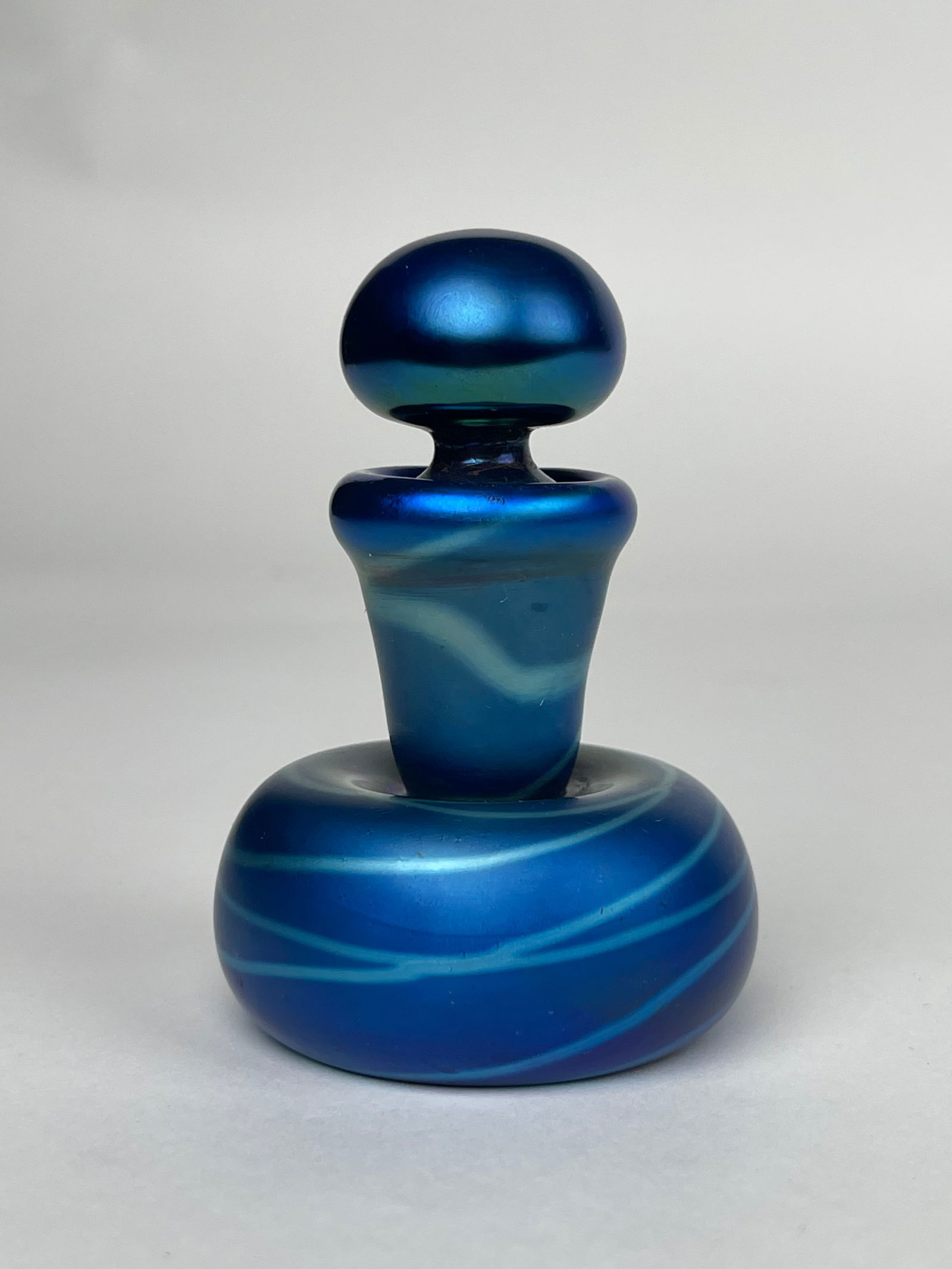 Tiffany Studios Style Favrile Glass Bottle: Tiffany Studios Style Favrile Glass Bottle. 6” x 5”