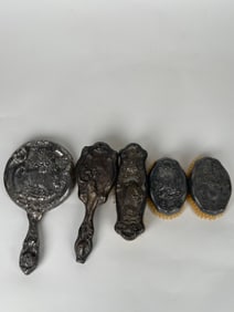 Lot Of 5 Silvered Toiletry Items