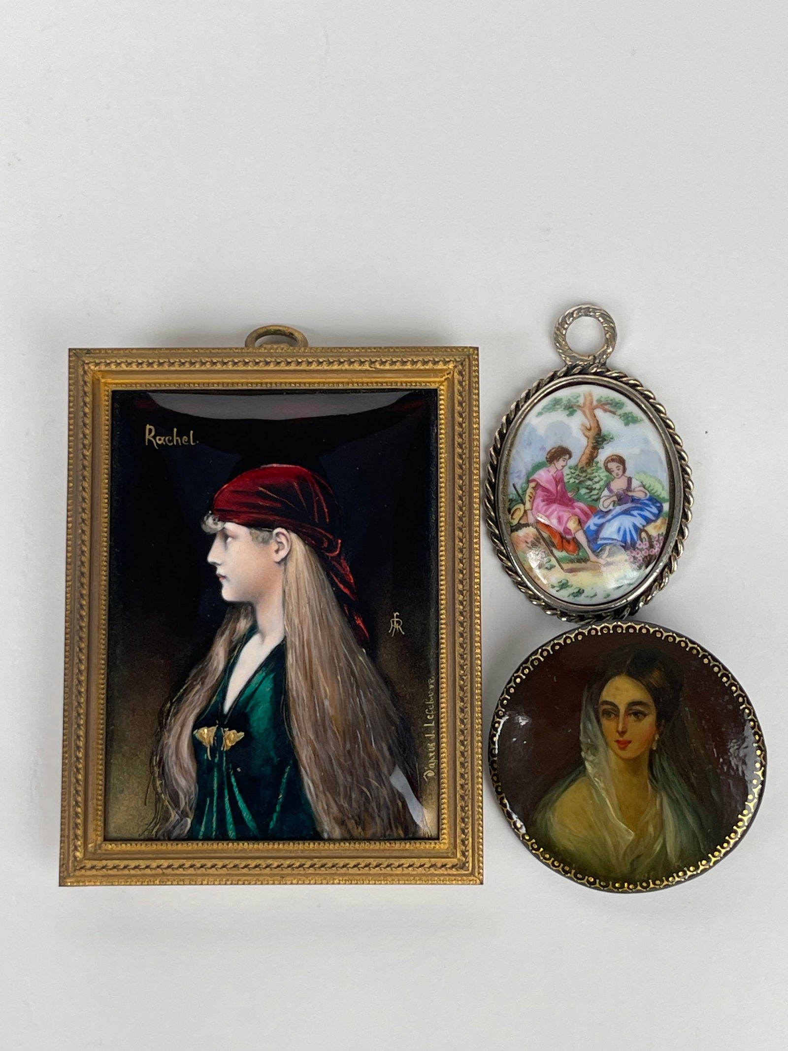 Lot Of 3 European Miniature Paintings (1 of 7)