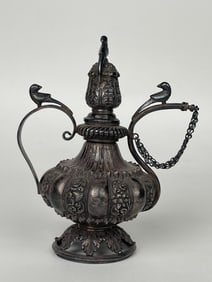 19th Century Indian Hand Made Silver Rose Water Pot