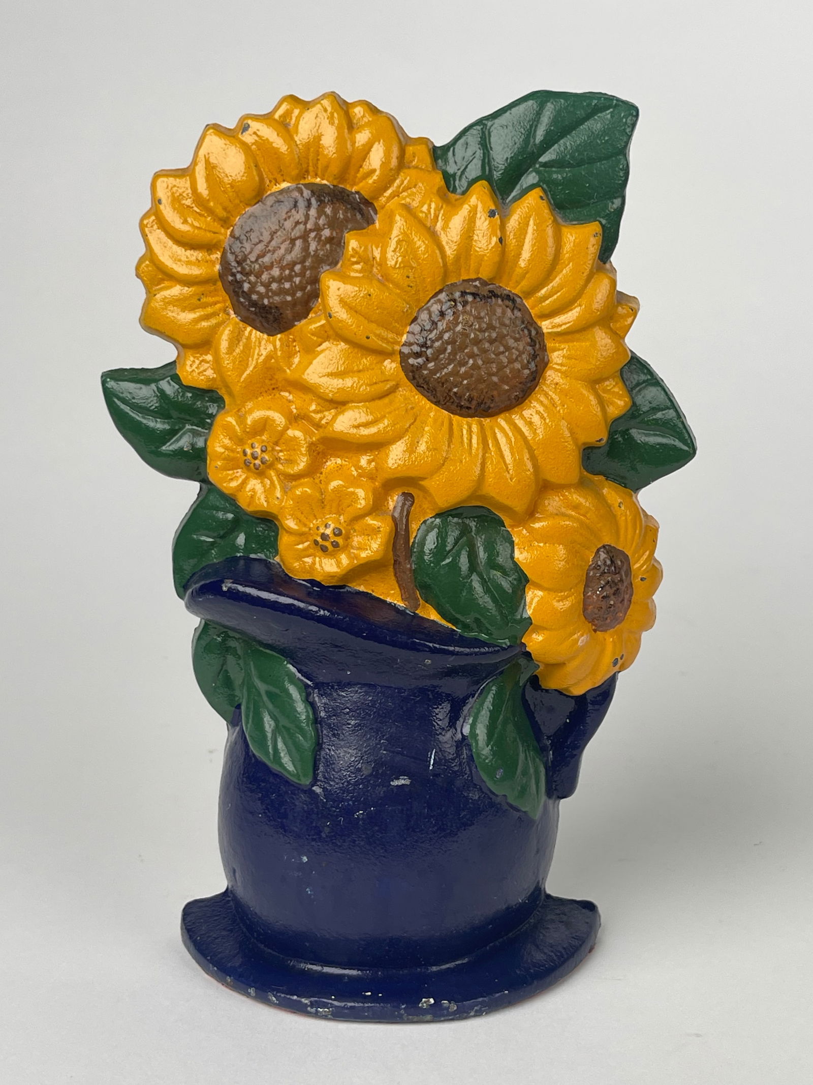 A Cast Iron Bouquet of Sunflowers in a Blue Vase Doorstop (1 of 5)