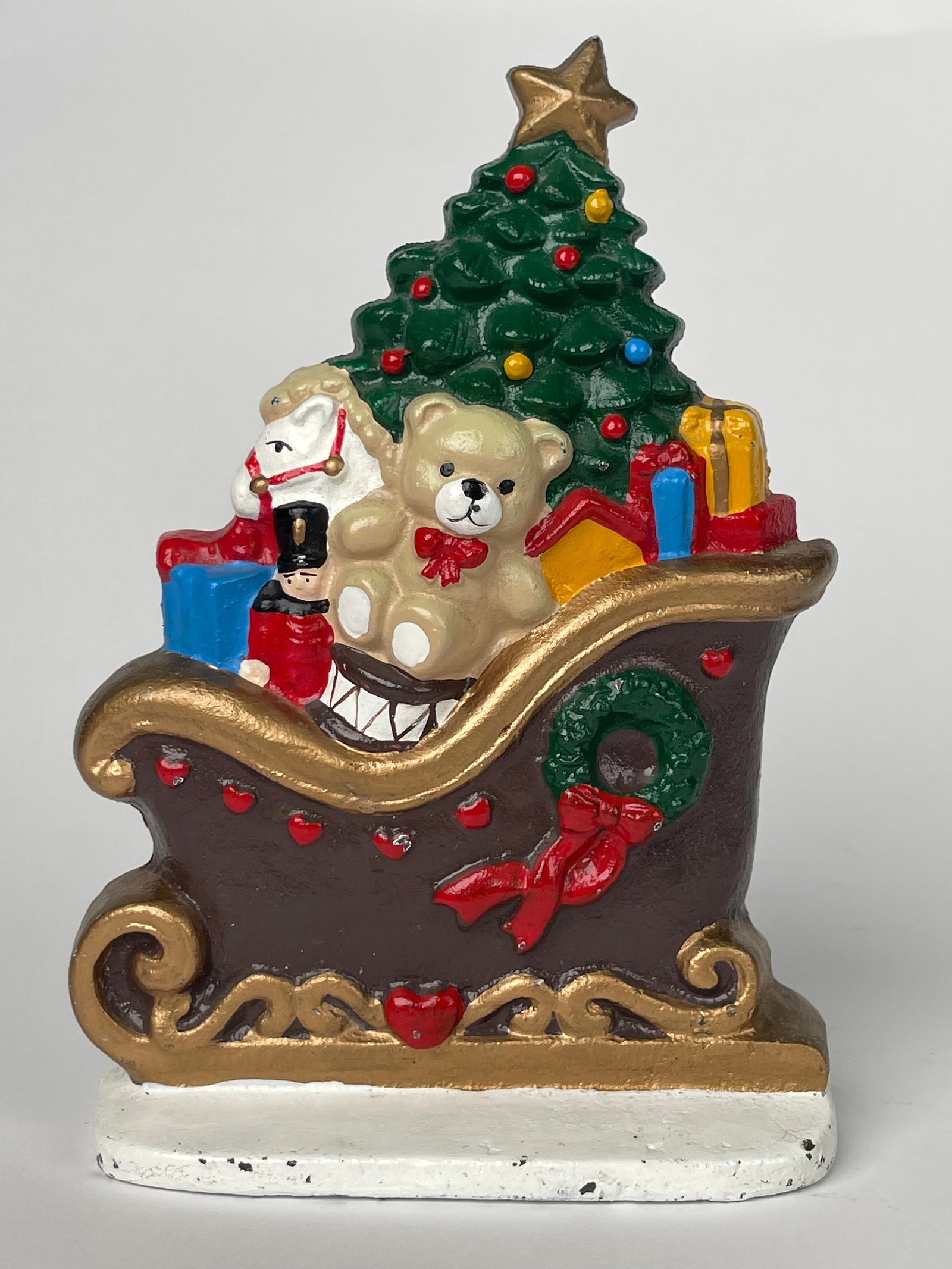 A Cast Iron Doorstop of Santa’s Sleigh Filled with Toys (1 of 5)