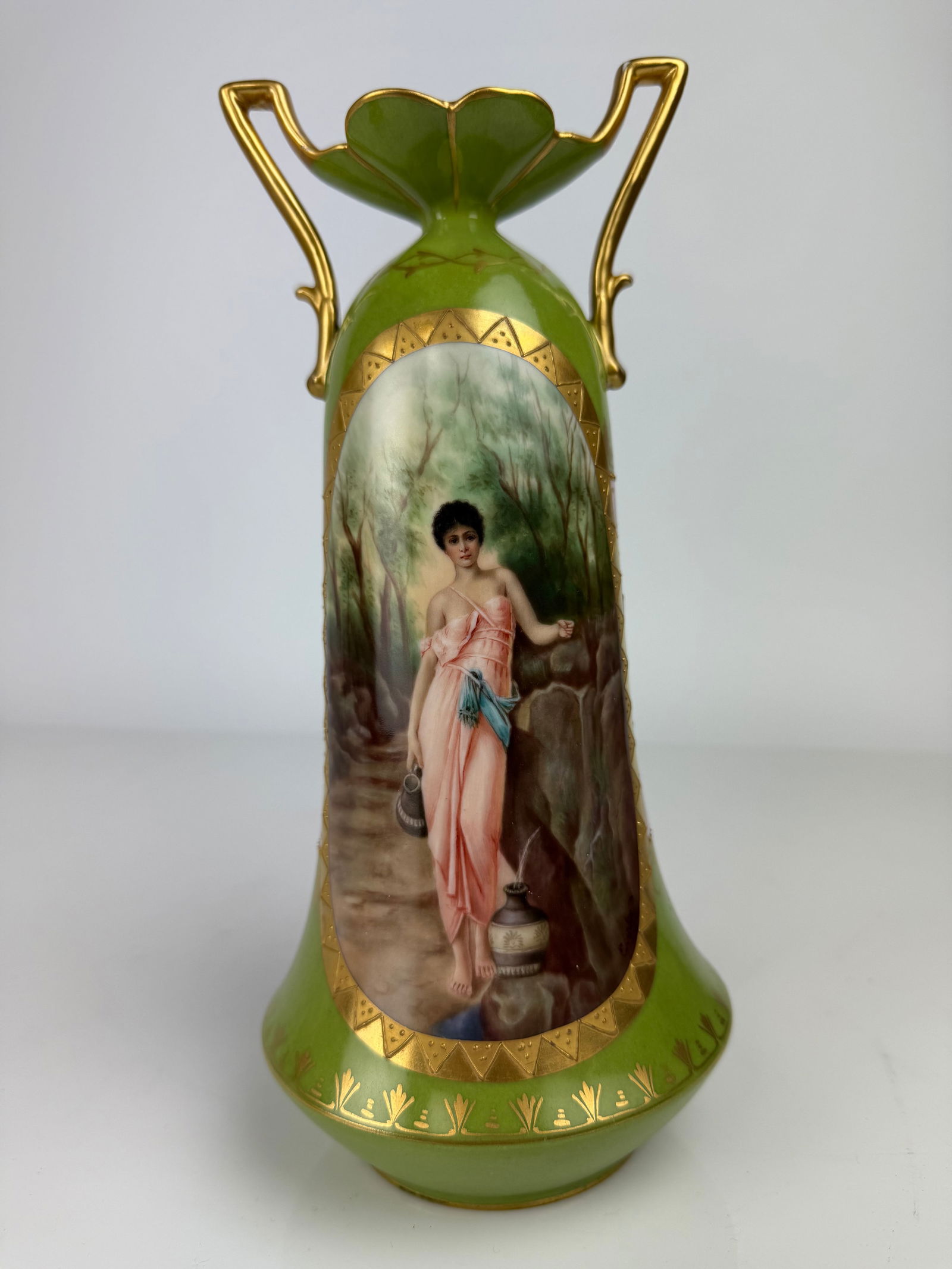 19th Century Royal Vienna Hand Painted Vase: 19th Century Royal Vienna Hand Painted Vase. 10” x 4-1/2”