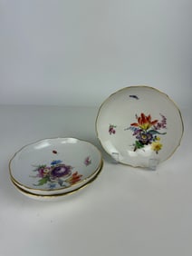Lot of 3 19th Century Hand Painted KPM Porcelain Saucers